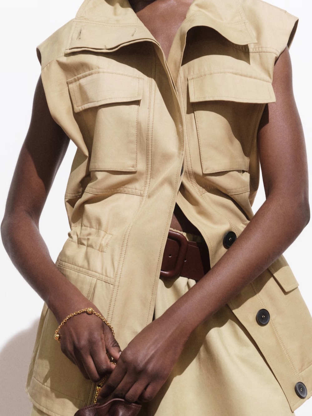 Mango Sleeveless Utility Vest in Beige